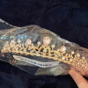 Pink and silver leaf design tiara